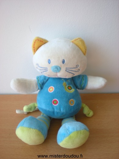 Chat Bleu blanc escargot brodé Nicotoy