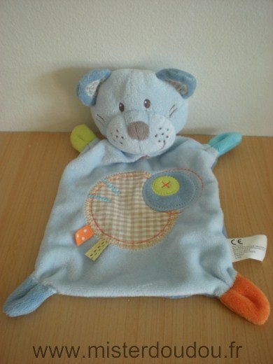 Chat Bleu rond vichy beige Nicotoy