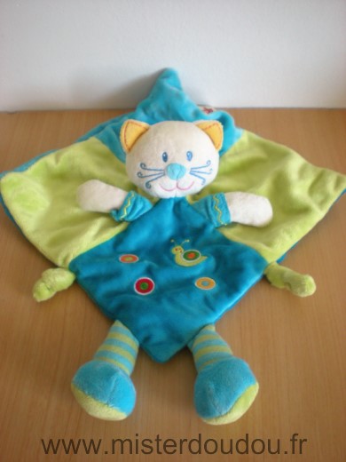 Nicotoy Chat Bleu vert brodé escargot - Très bon état