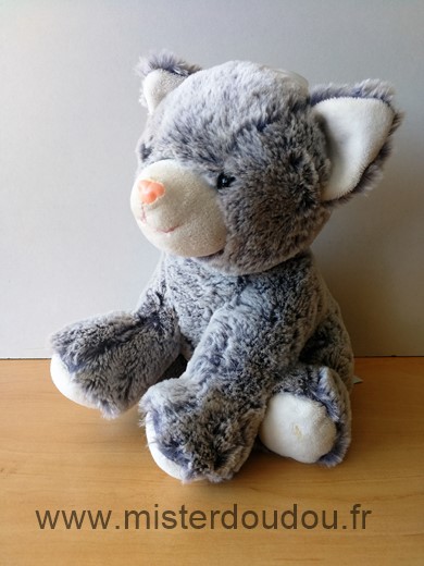 Nicotoy Chat Gris blanc peluche - Très bon état