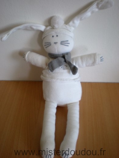 Petit bateau Chat Blanc echarpe grise bonnet blanc - Bon état