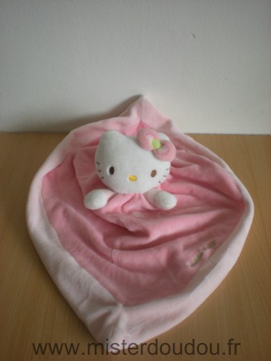 Sanrio Chat Hello kitty rose avec étoiles brodées, dessous en tissus rayé blanc rose - Très bon état