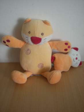 Chat Jaune orange rouge avec bébé chat Sucre d orge