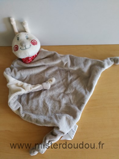 Carré blanc Chenille Beige bandana rouge - Très bon état
