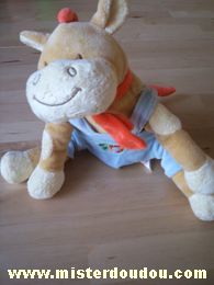 Bengy Cheval Beige salopette bleue écharpe orange - Très bon état