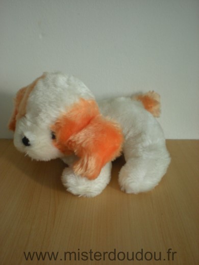 Boulgom Chien Peluche ancien vintage blanc orange - Très bon état