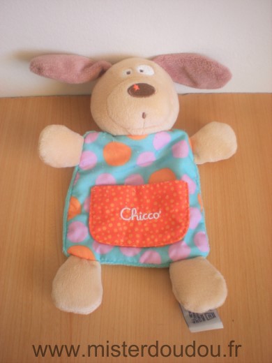 Chicco Chien Beige bleu ronds rose orange - Très bon état
