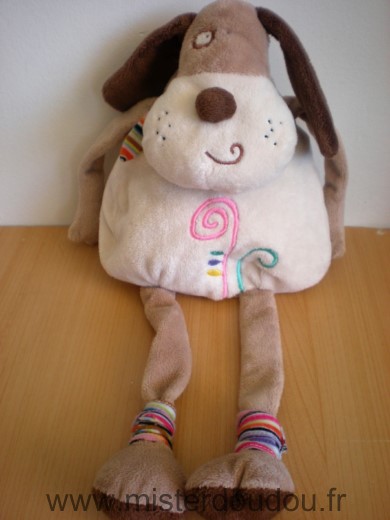 Cp international Chien Beige marron echarpe rayee multicoloe spirale rose - Très bon état