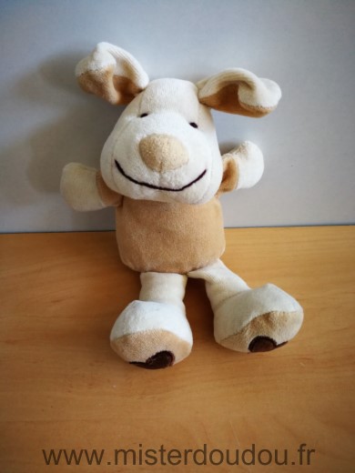 Doudi Chien Harmony ecru beige coeurs marron - Très bon état