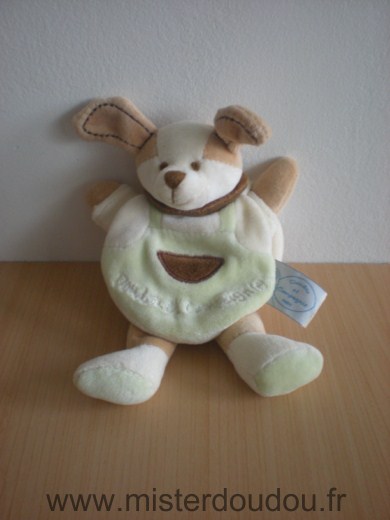 Chien Beige blanc vert Doudou et compagnie