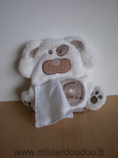 Doudou et compagnie Chien Blanc marron mouchoir - Très bon état