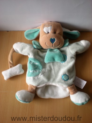 Doudou et compagnie Chien Bleu vert ave os - Très bon état