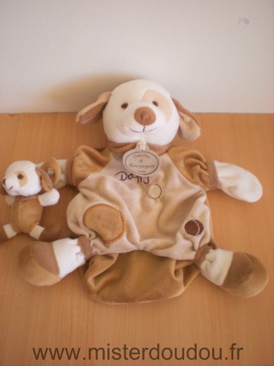 Doudou et compagnie Chien Daffy avec bebe chien blanc beige marron - Très bon état
