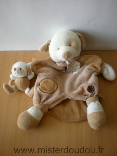Doudou et compagnie Chien Daffy marron blanc avec bebe chien - Très bon état