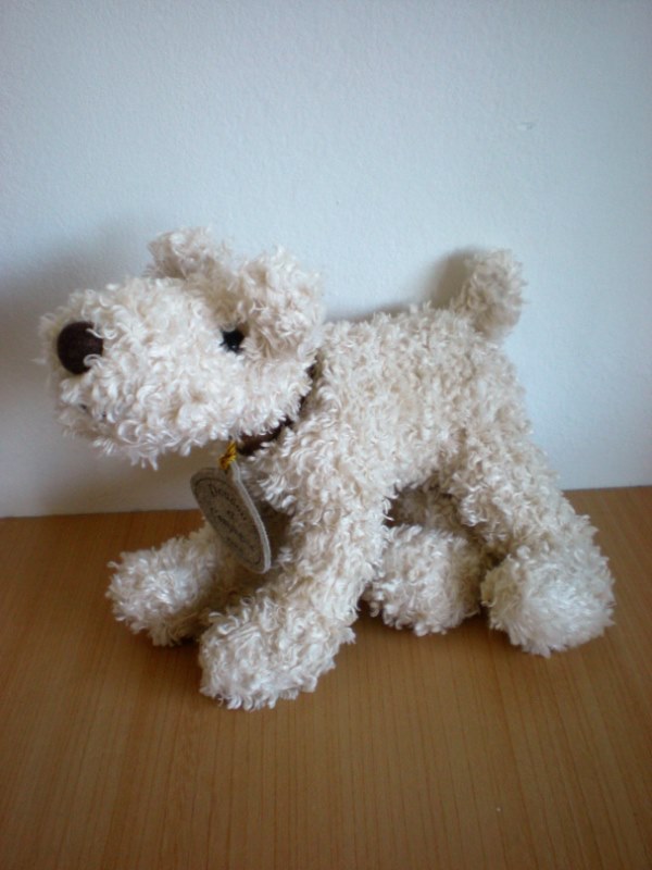 Doudou et compagnie Chien Ecru collier marron - Bon état
