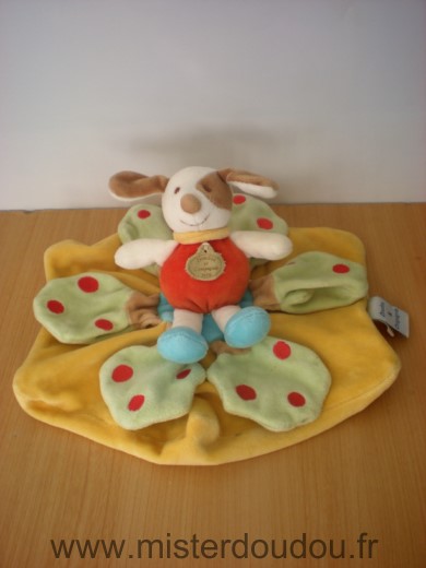 Doudou et compagnie Chien Hugo orange jaune fleur petales - Très bon état