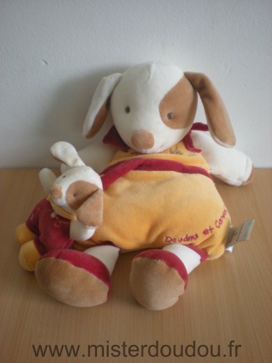 Chien Orange rouge avec bébé chien Doudou et compagnie