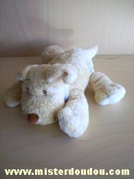 Jollybaby Chien Beige sous ventre et pattes blanc et une patte bleue brodée sur le coté - Très bon état