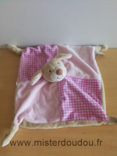 Chien Rose vichy beige Keel toys