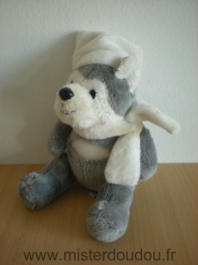 Lascar Chien Gris blanc bonnet blanc - Très bon état