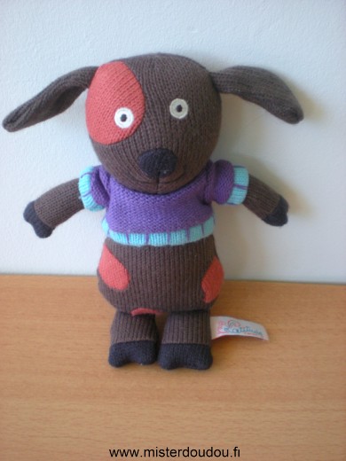 Latitude Chien En tricot marron pull violet bleu - Très bon état