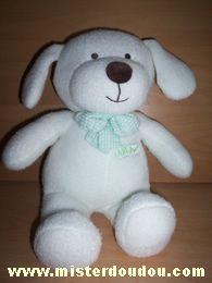 Luminou Chien Blanc noeud vert - Très bon état