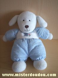 Luminou Chien Vichy bleu avec brodé un lapin et une tulipe - Très bon état