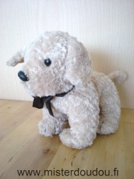 Chien Beige ruban marron yeux billes noires Marque Inconnue