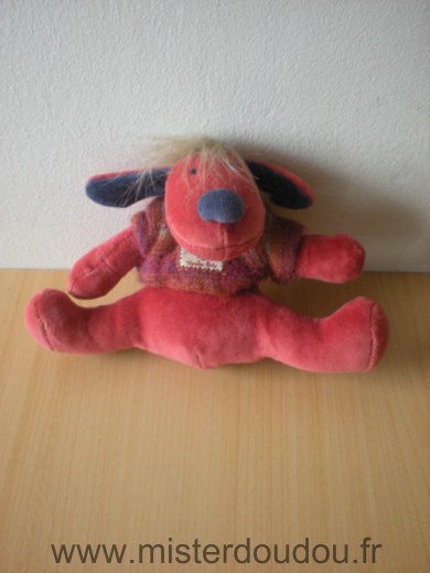 Moulin roty Chien Rouge foncé, avec pull - Très bon état