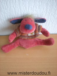 Moulin roty Chien Rouge foncé bleu marine pull marron les zazous - Très bon état