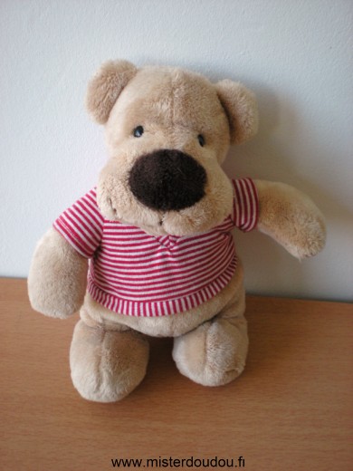 Chien Beige tshirt rayé rouge blanc Nicotoy
