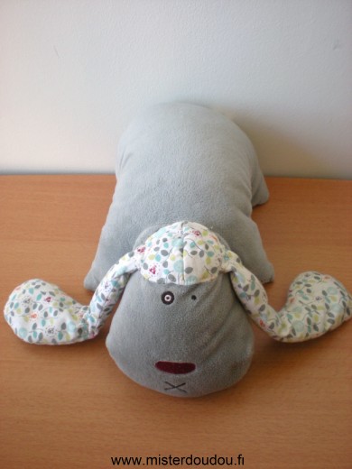 Chien Chien coussin gris motifs feuillage Obaibi okaidi