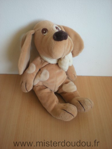 Priscilla larsen Chien Beige blanc noeud - Très bon état