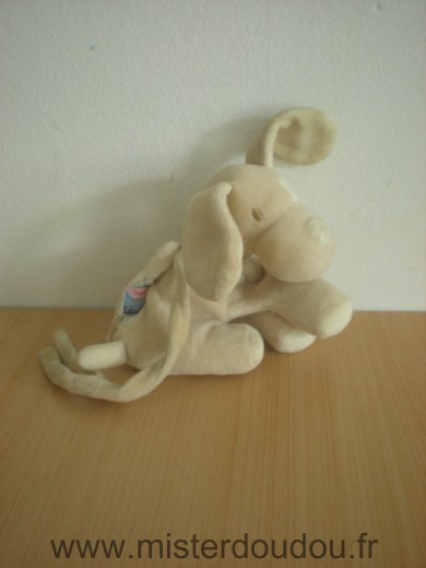 Chien Beige blanc aveec attache tetine dans le dos Sucre d orge
