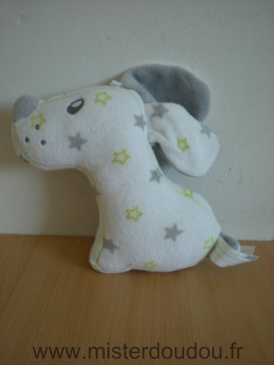 Chien Blanc gris vert etoiles Sucre d orge