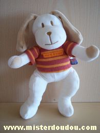 Chien Blanc tshirt rayé marron orange Sucre d orge