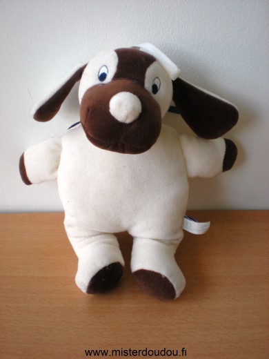 Chien Ecru marron ruban bleu boncé Sucre d orge