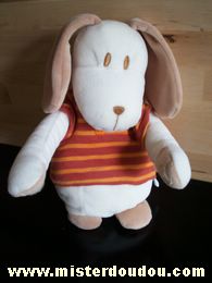 Chien Ecru tshirt rayé orange rouge Sucre d orge