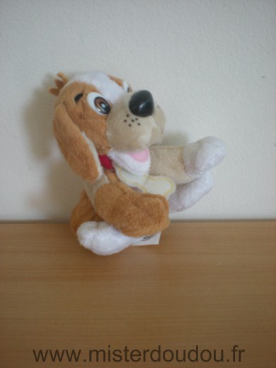 Chien Beige blanc marron collier rouge avec os Marque Inconnue