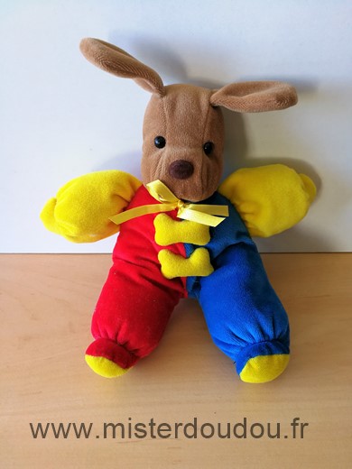 Marque Inconnue Chien Bleu rouge jaune os - Très bon état