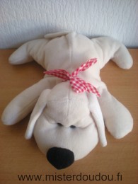 Chien Ecru truffe noire ruban vichy rouge blanc Marque Inconnue