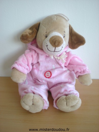 Chien Marron habit rose à capuche Marque Inconnue