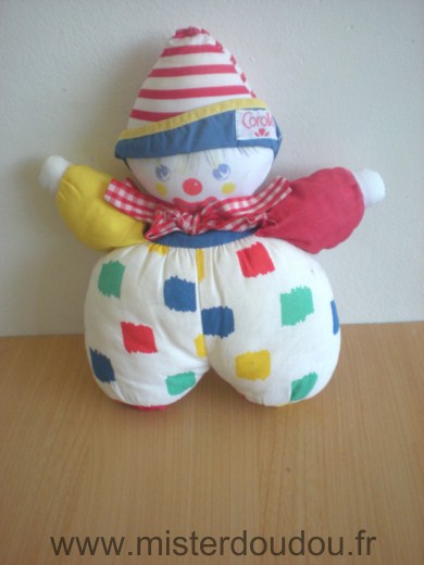 Corolle Clown Blanc rouge bleu jaune - Très bon état