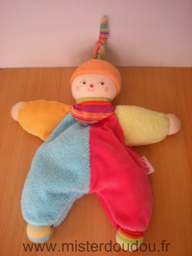 Corolle Clown Bleu rose vert orange foulard raye - Très bon état