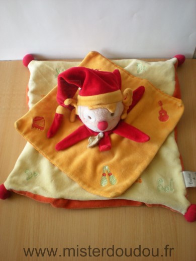 Doudou et compagnie Clown Jaune orange rouge - Très bon état