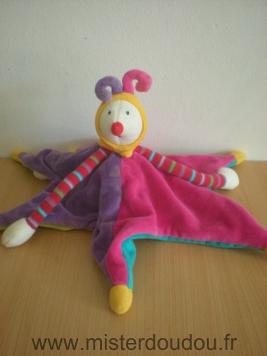 Moulin roty Clown Dragobert reversible rose mauve ou bleu vert dessous - Très bon état