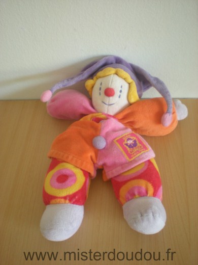 Moulin roty Clown Orange rose mauve - Bon état