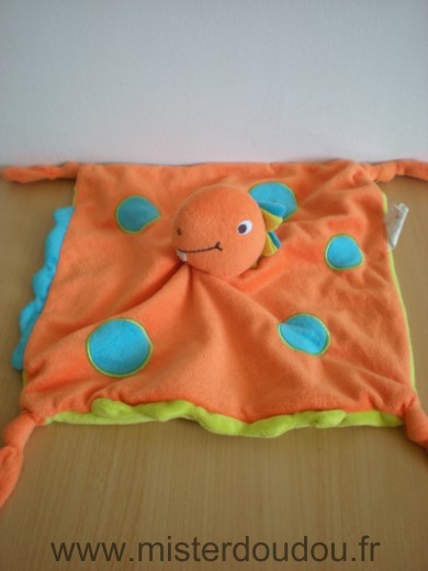 Carré blanc Dinosaure Orange bleu vert - Très bon état