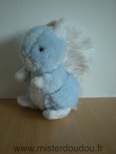 Nounours Ecureuil Peluche bleu blanc - Très bon état