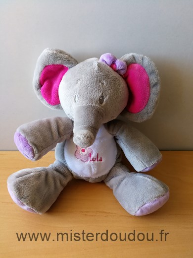Arthur et lola Eléphant Lola gris rose bebisol - Très bon état